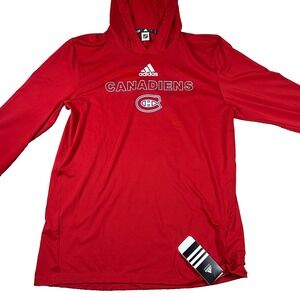 Adidas NHL Montreal Canadiens Mens M Red‎ Sports Pullover Hooded Sweatshirt NWT